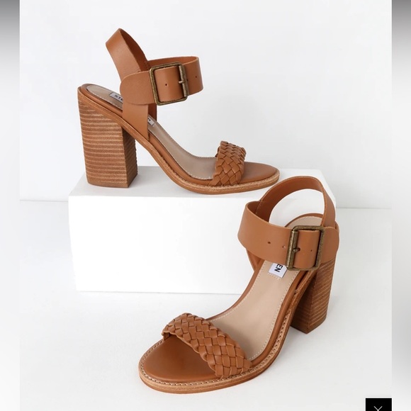 Steve Madden Cadence Leather Heeled Sandal (Cognac) - Picture 2 of 14